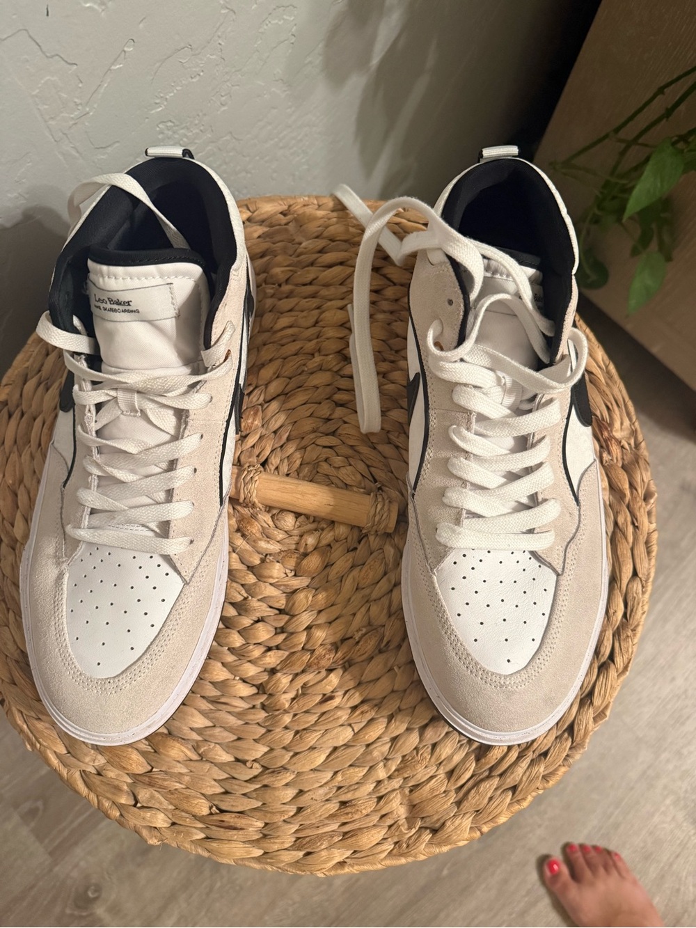 Nike Cream and Black Mid-Top Athletic Sneakers - Picture 3 of 5